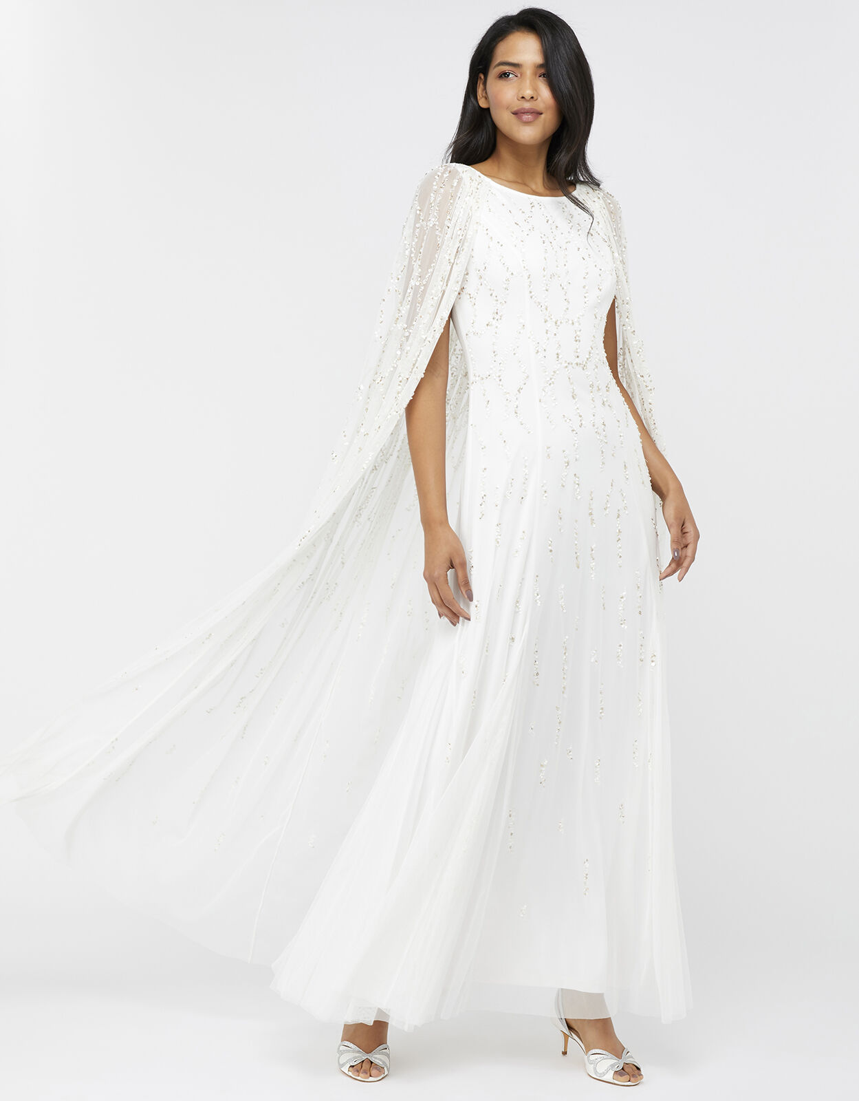 Naomi Embellished Cape Bridal Gown ...